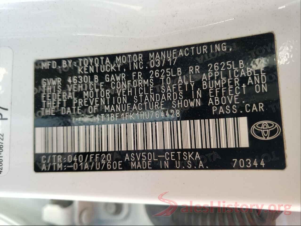 4T1BF1FK1HU764428 2017 TOYOTA CAMRY