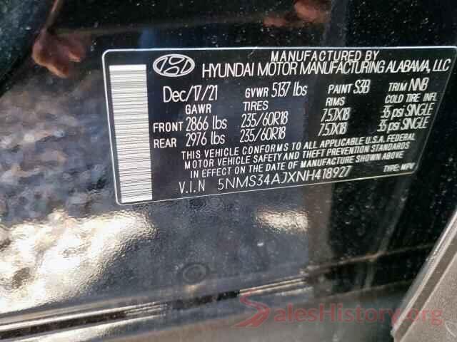 5NMS34AJXNH418927 2022 HYUNDAI SANTA FE