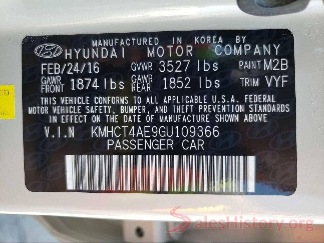 KMHCT4AE9GU109366 2016 HYUNDAI ACCENT