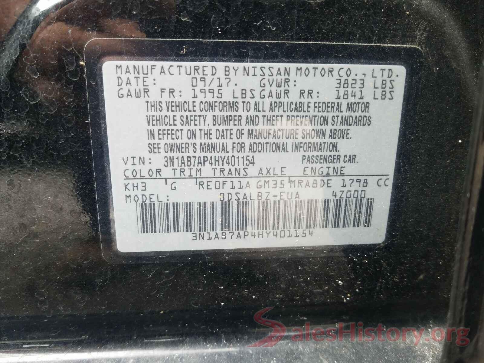 3N1AB7AP4HY401154 2017 NISSAN SENTRA