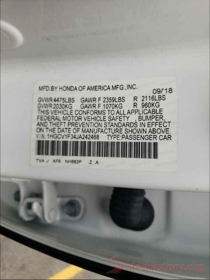 1HGCV1F34JA242468 2018 HONDA ACCORD