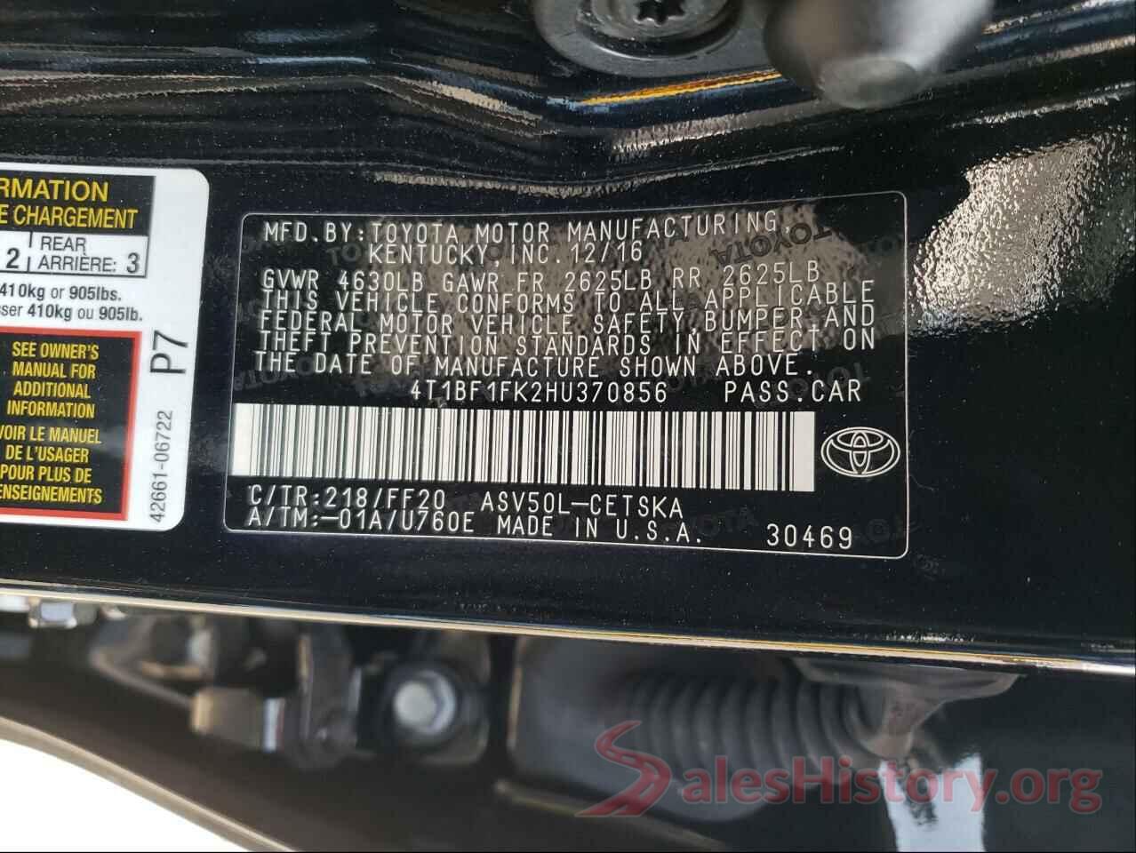 4T1BF1FK2HU370856 2017 TOYOTA CAMRY