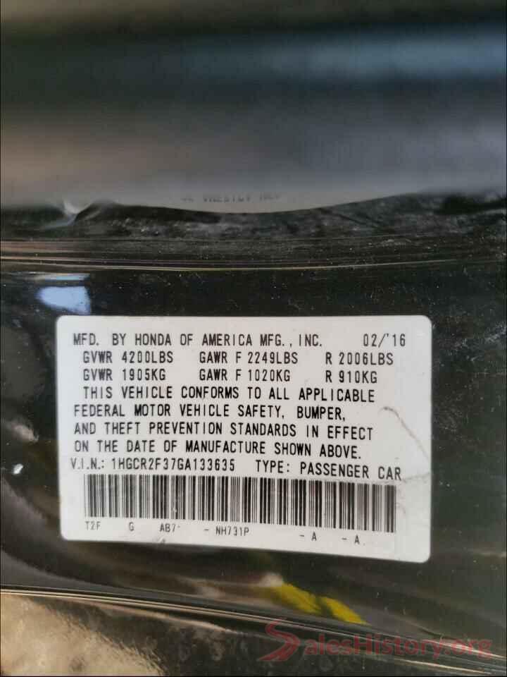 1HGCR2F37GA133635 2016 HONDA ACCORD