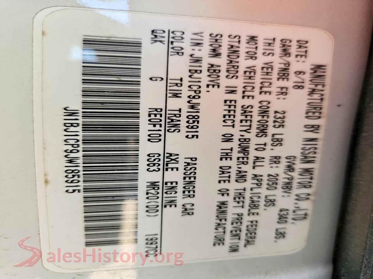 2018 NISSAN ROGUE VIN JN1BJ1CP9JW185915, damage close-up