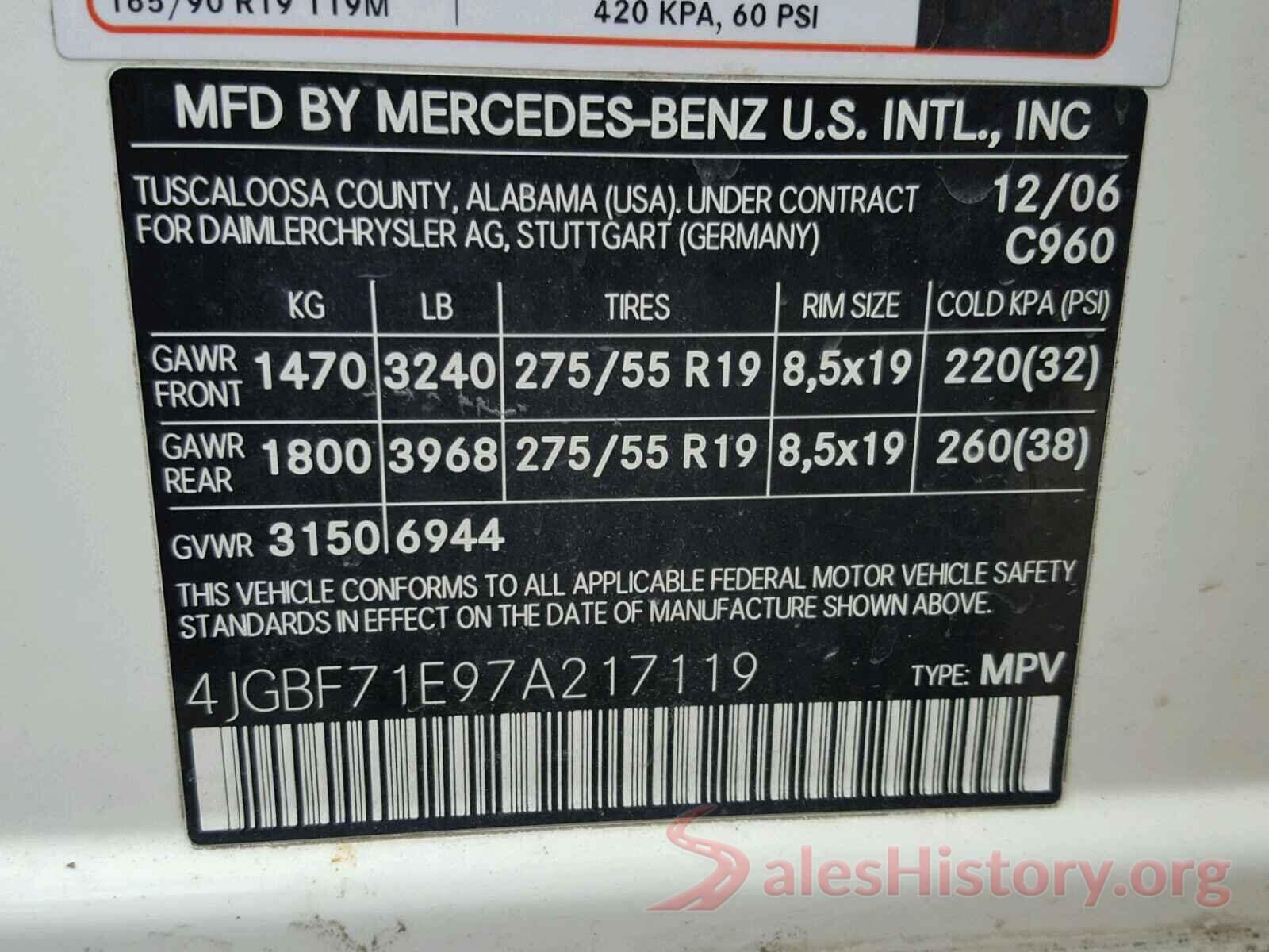 4JGBF71E97A217119 2007 MERCEDES-BENZ GL 450 4MA