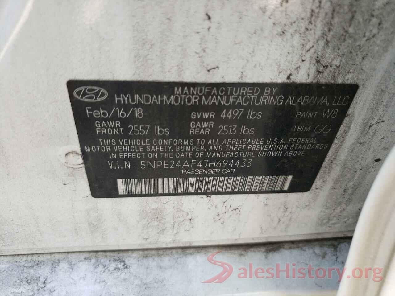 5NPE24AF4JH694433 2018 HYUNDAI SONATA