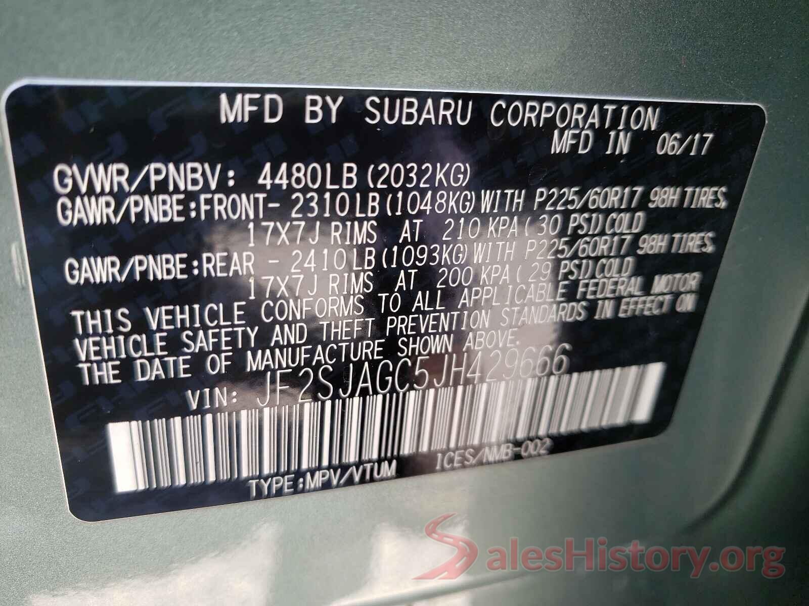 JF2SJAGC5JH429666 2018 SUBARU FORESTER