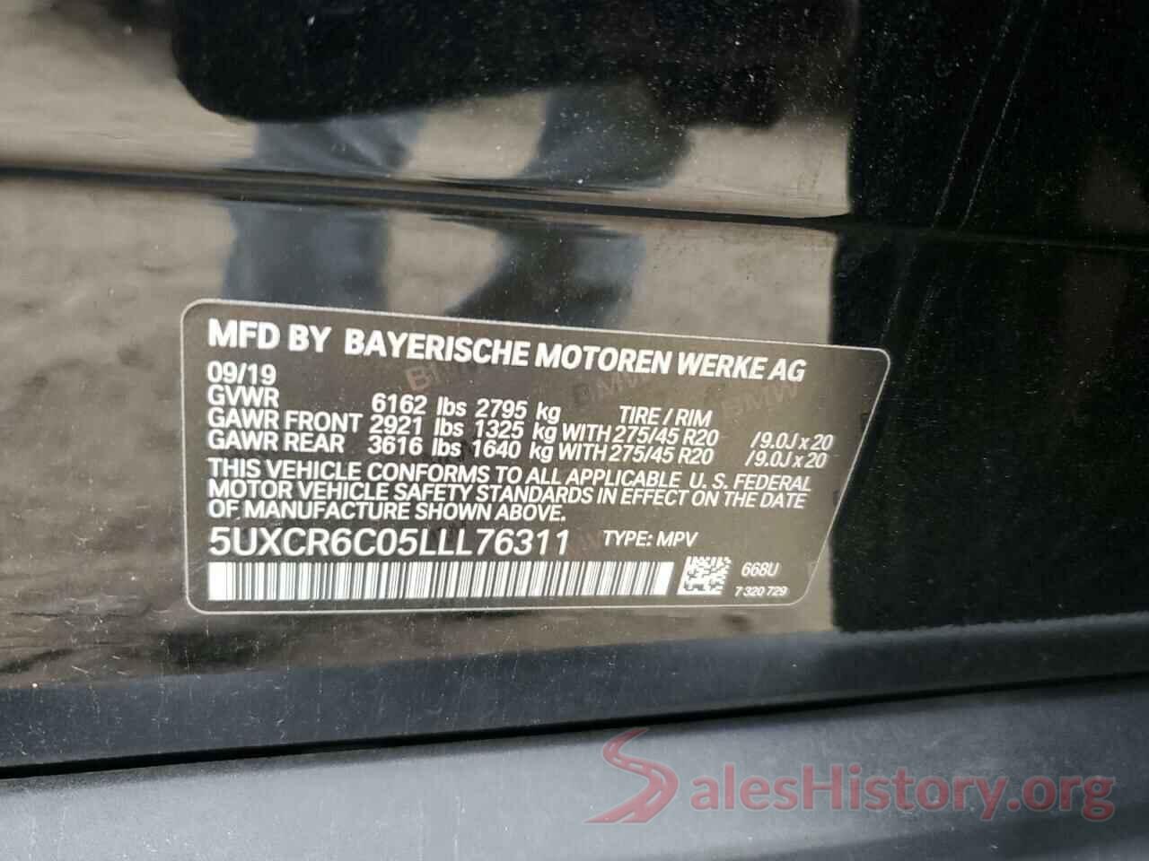 5UXCR6C05LLL76311 2020 BMW X5