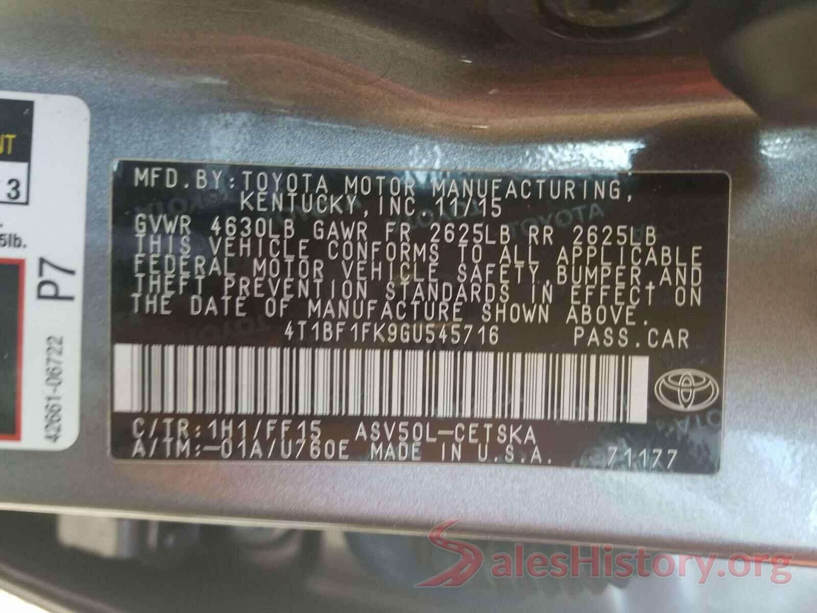 4T1BF1FK9GU545716 2016 TOYOTA CAMRY