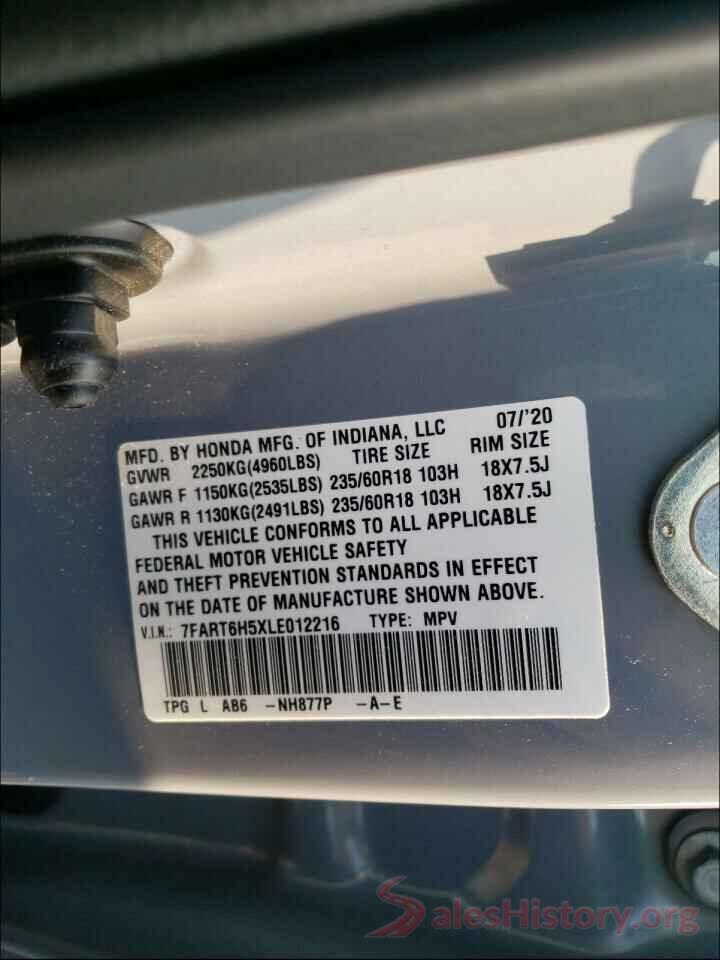 7FART6H5XLE012216 2020 HONDA CRV