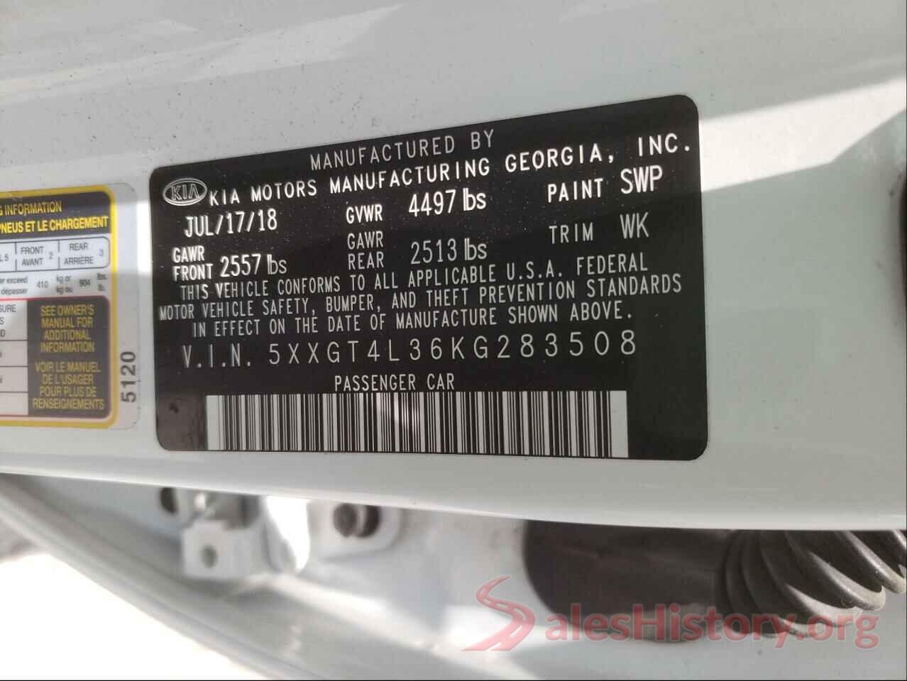 5XXGT4L36KG283508 2019 KIA OPTIMA