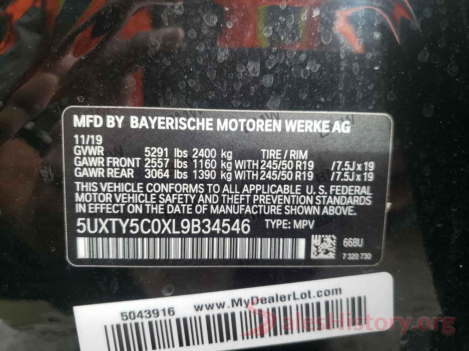 5UXTY5C0XL9B34546 2020 BMW X3