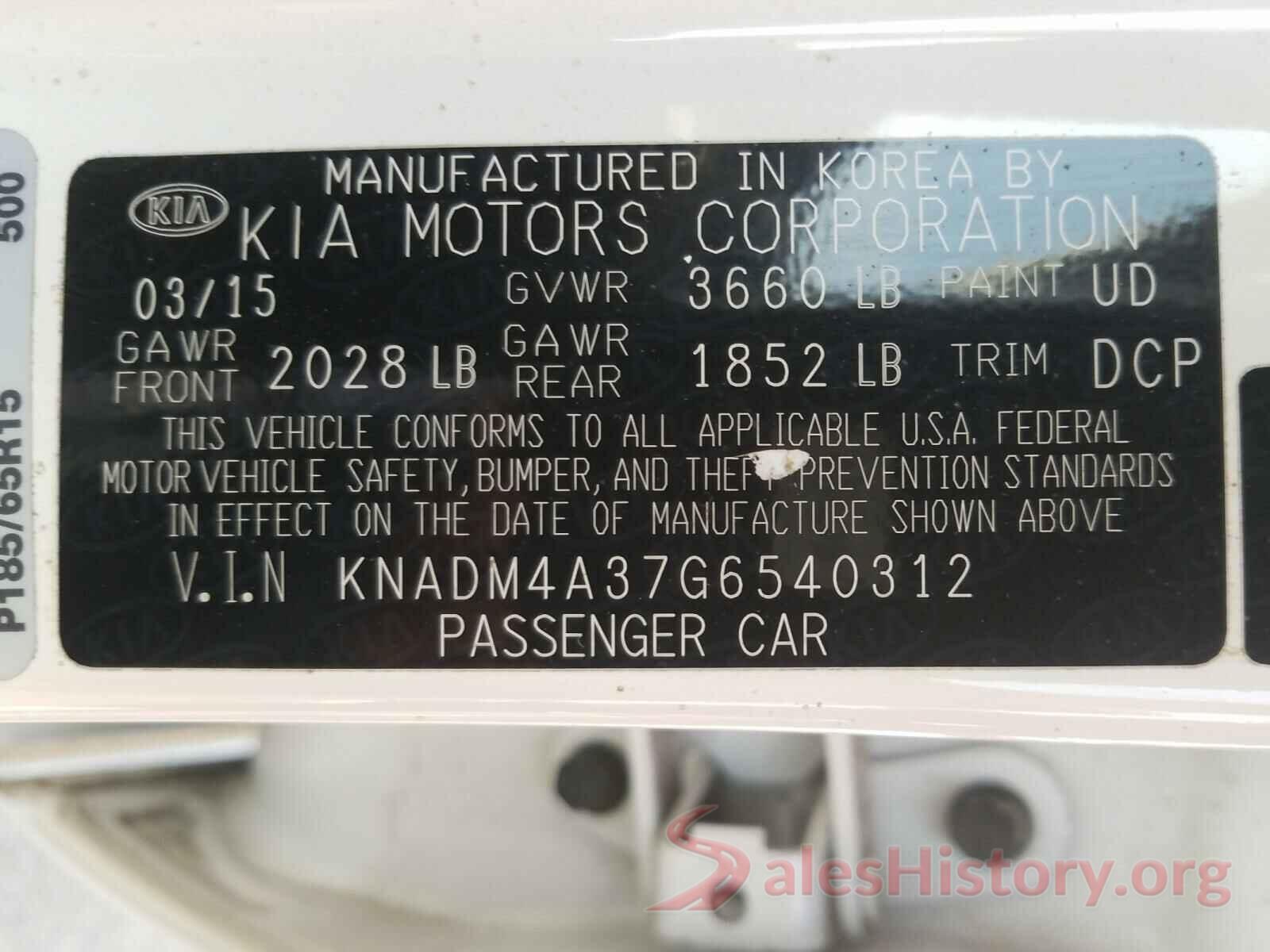 KNADM4A37G6540312 2016 KIA RIO