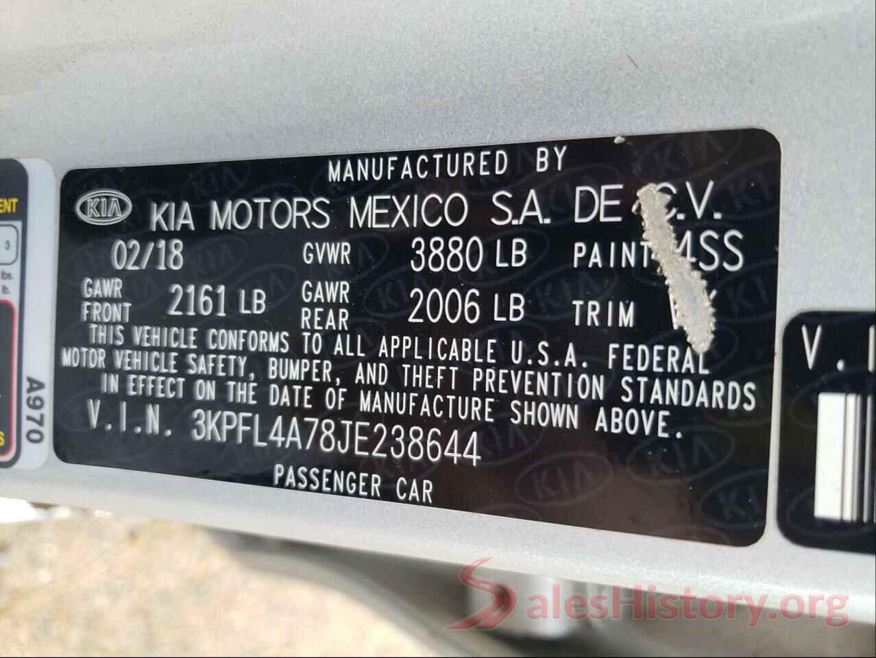 3KPFL4A78JE238644 2018 KIA FORTE