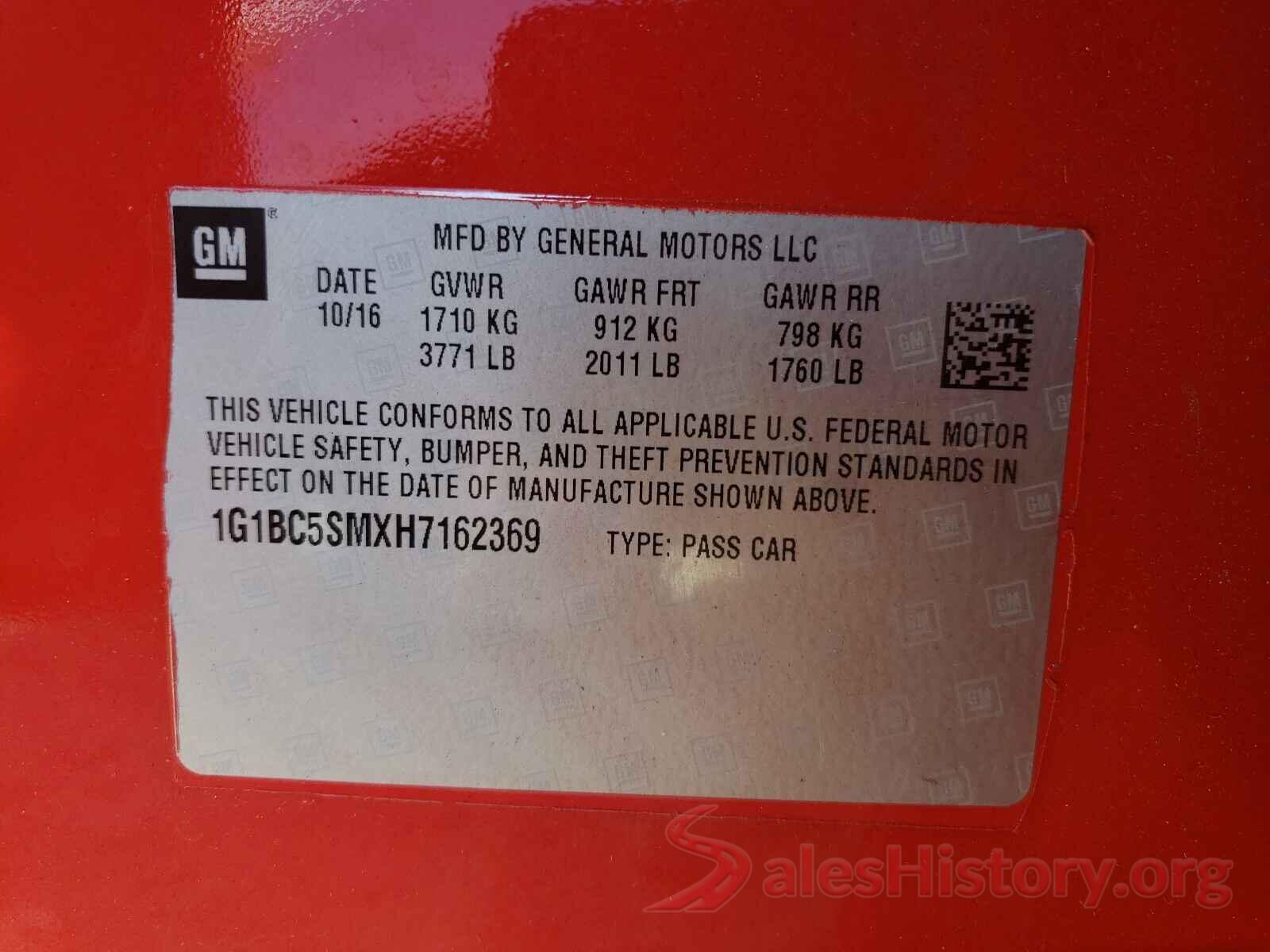 1G1BC5SMXH7162369 2017 CHEVROLET CRUZE