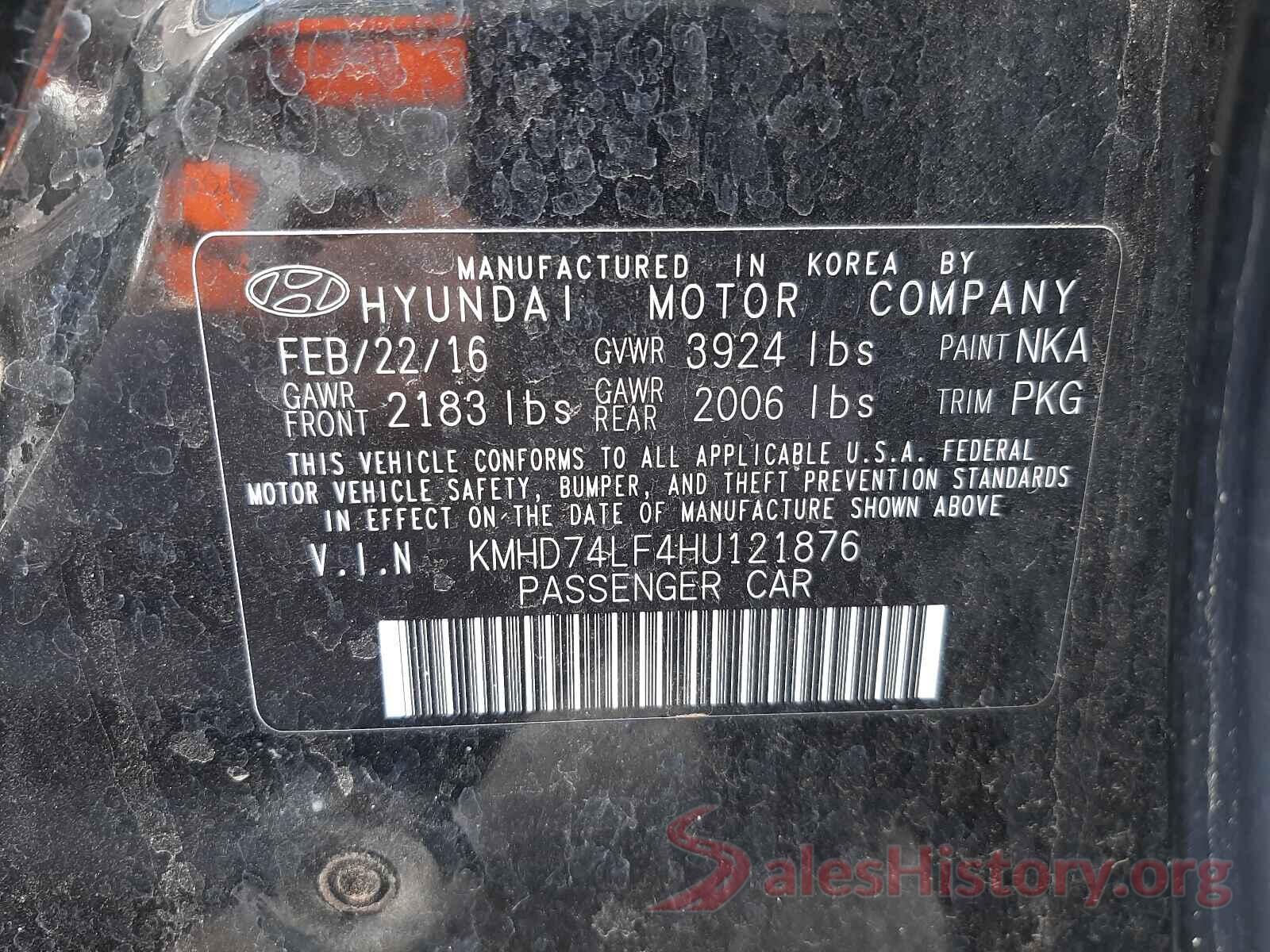 KMHD74LF4HU121876 2017 HYUNDAI ELANTRA