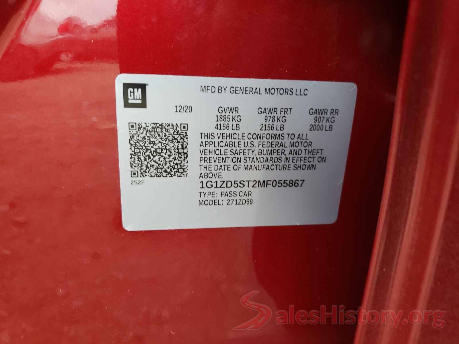 1G1ZD5ST2MF055867 2021 CHEVROLET MALIBU