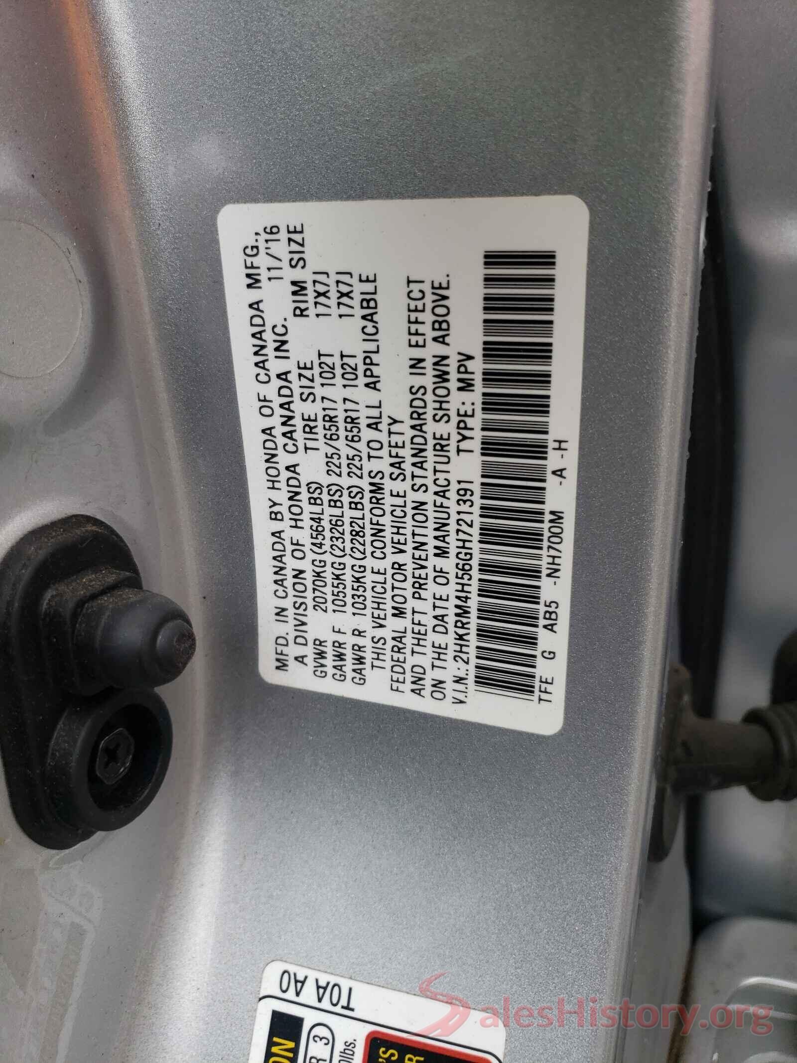 2HKRM4H56GH721391 2016 HONDA CRV