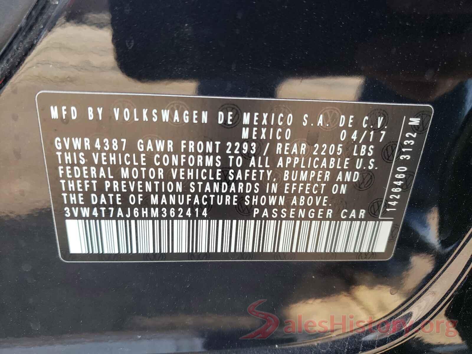 3VW4T7AJ6HM362414 2017 VOLKSWAGEN JETTA