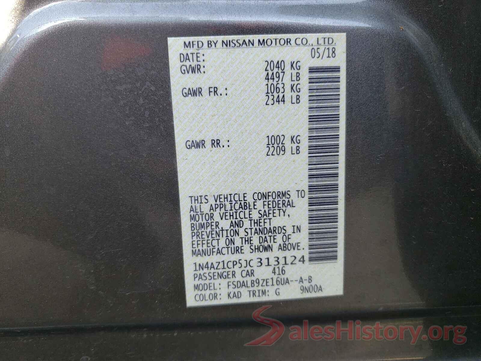 1N4AZ1CP5JC313124 2018 NISSAN LEAF