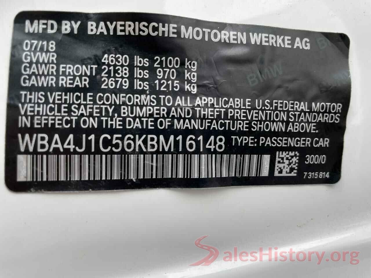 WBA4J1C56KBM16148 2019 BMW 4 SERIES