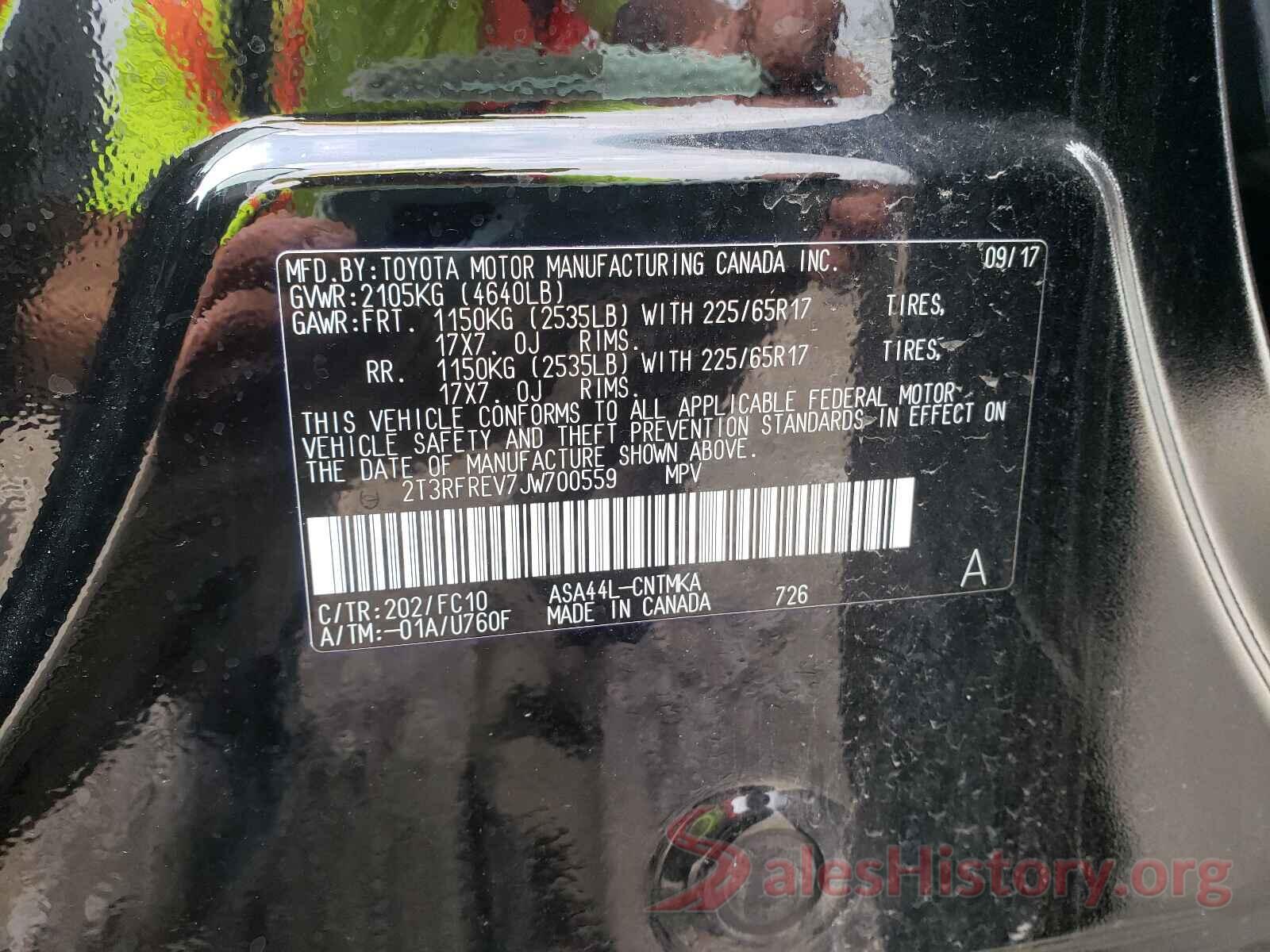 2T3RFREV7JW700559 2018 TOYOTA RAV4