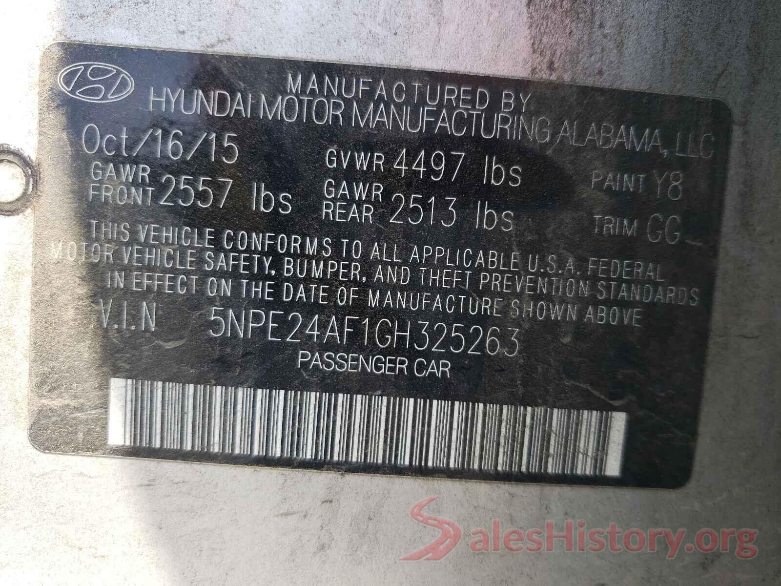 5NPE24AF1GH325263 2016 HYUNDAI SONATA