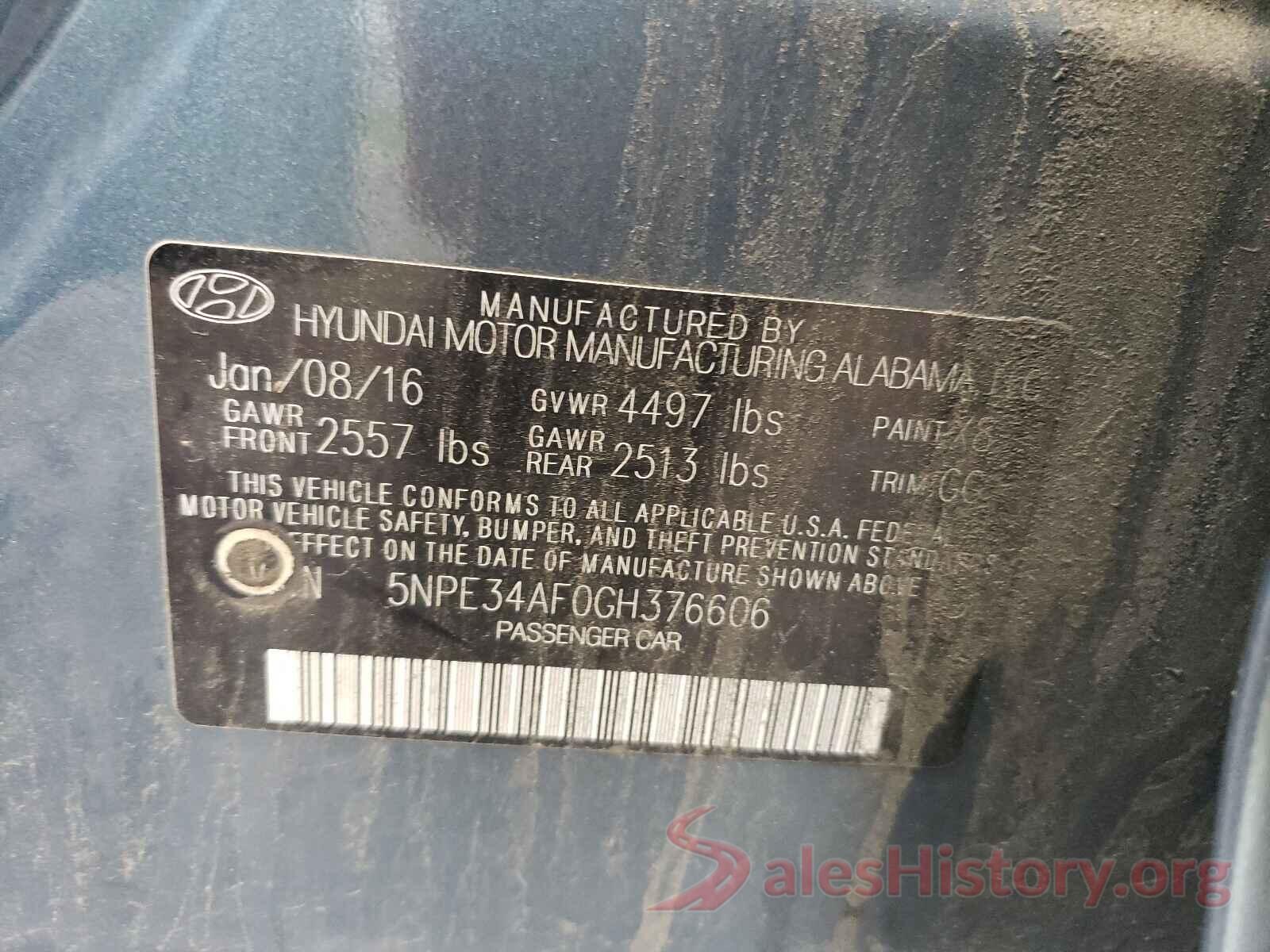 5NPE34AF0GH376606 2016 HYUNDAI SONATA