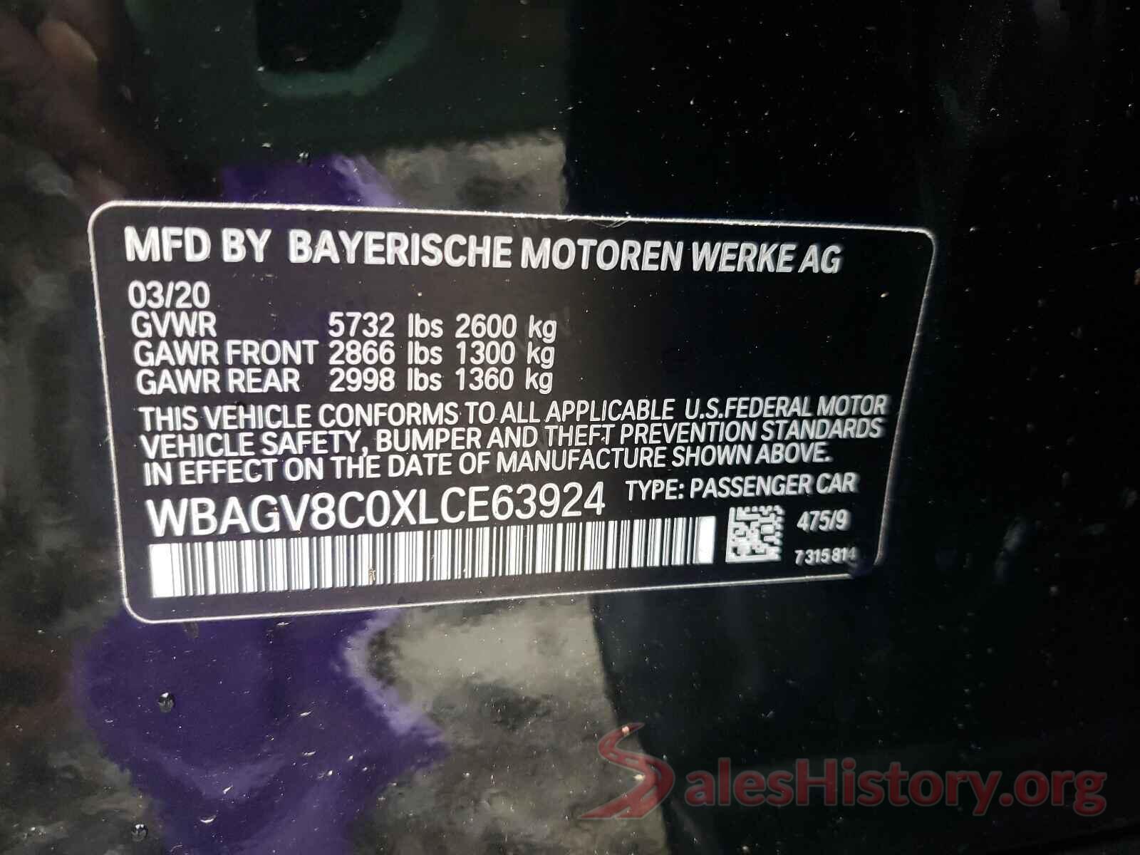 WBAGV8C0XLCE63924 2020 BMW M8