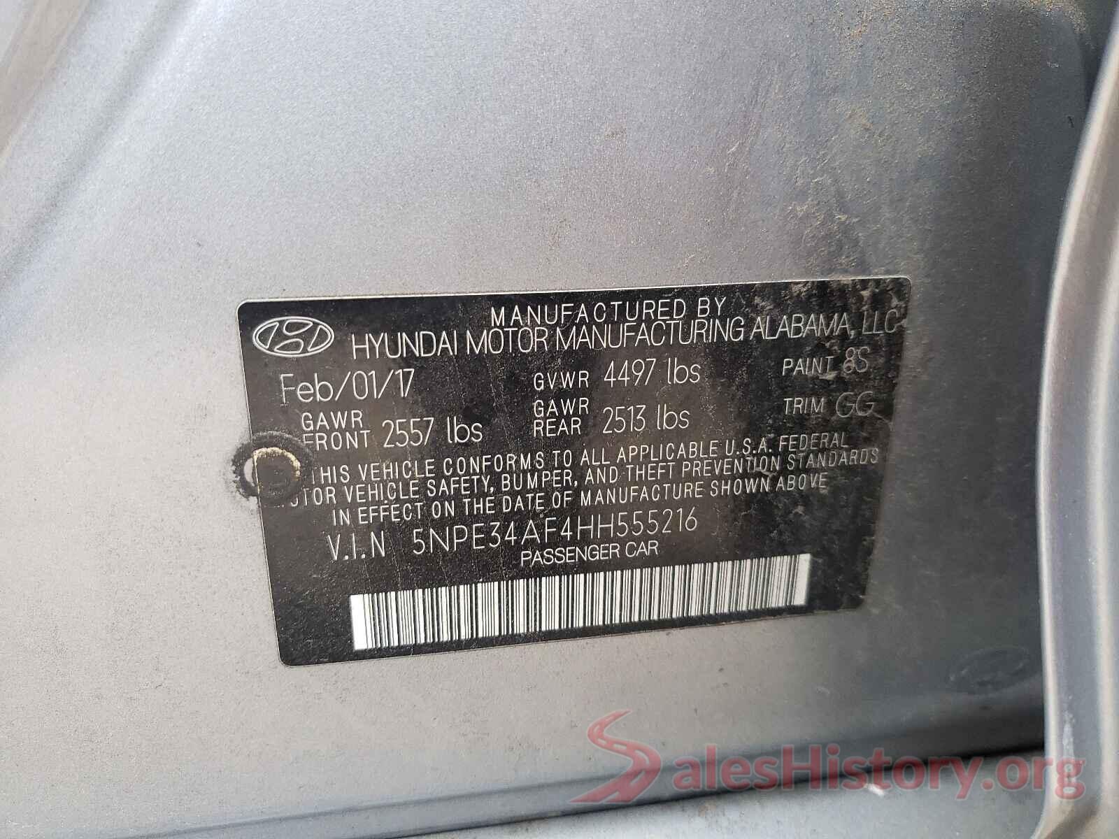 5NPE34AF4HH555216 2017 HYUNDAI SONATA