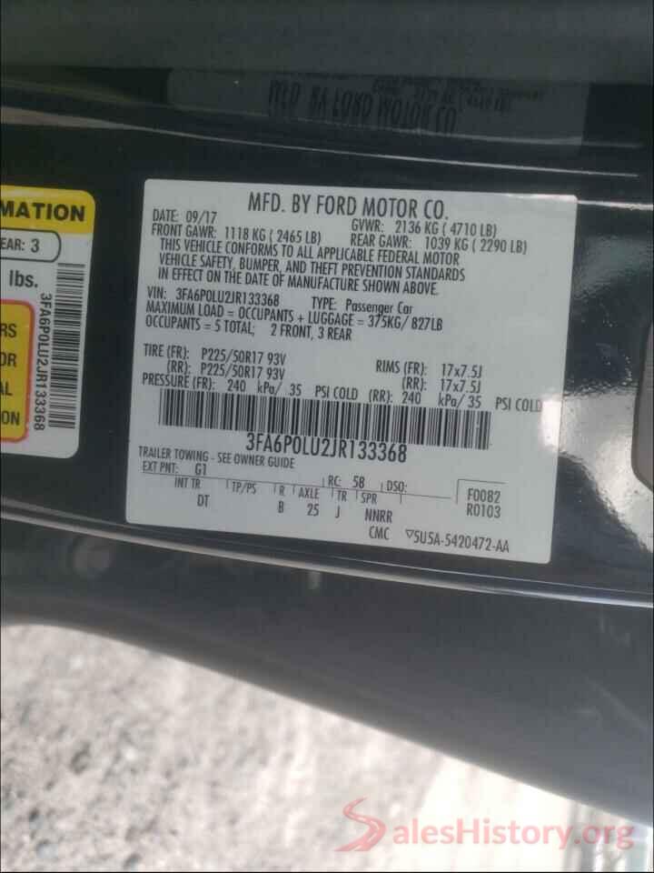 3FA6P0LU2JR133368 2018 FORD FUSION