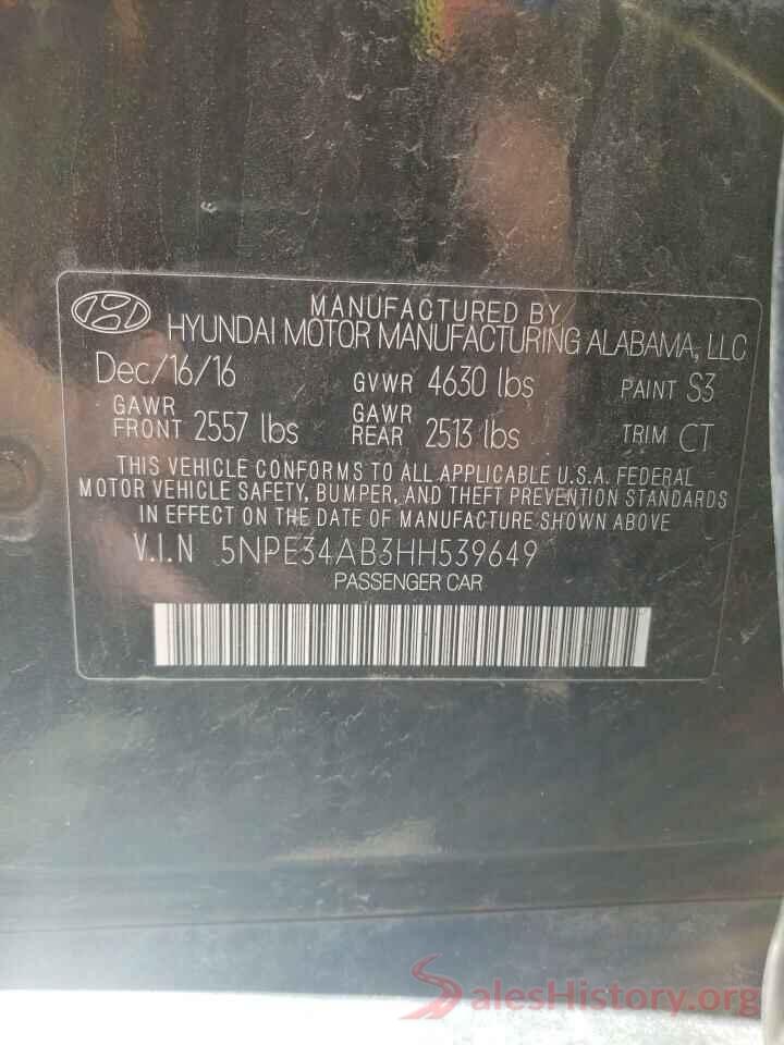 5NPE34AB3HH539649 2017 HYUNDAI SONATA