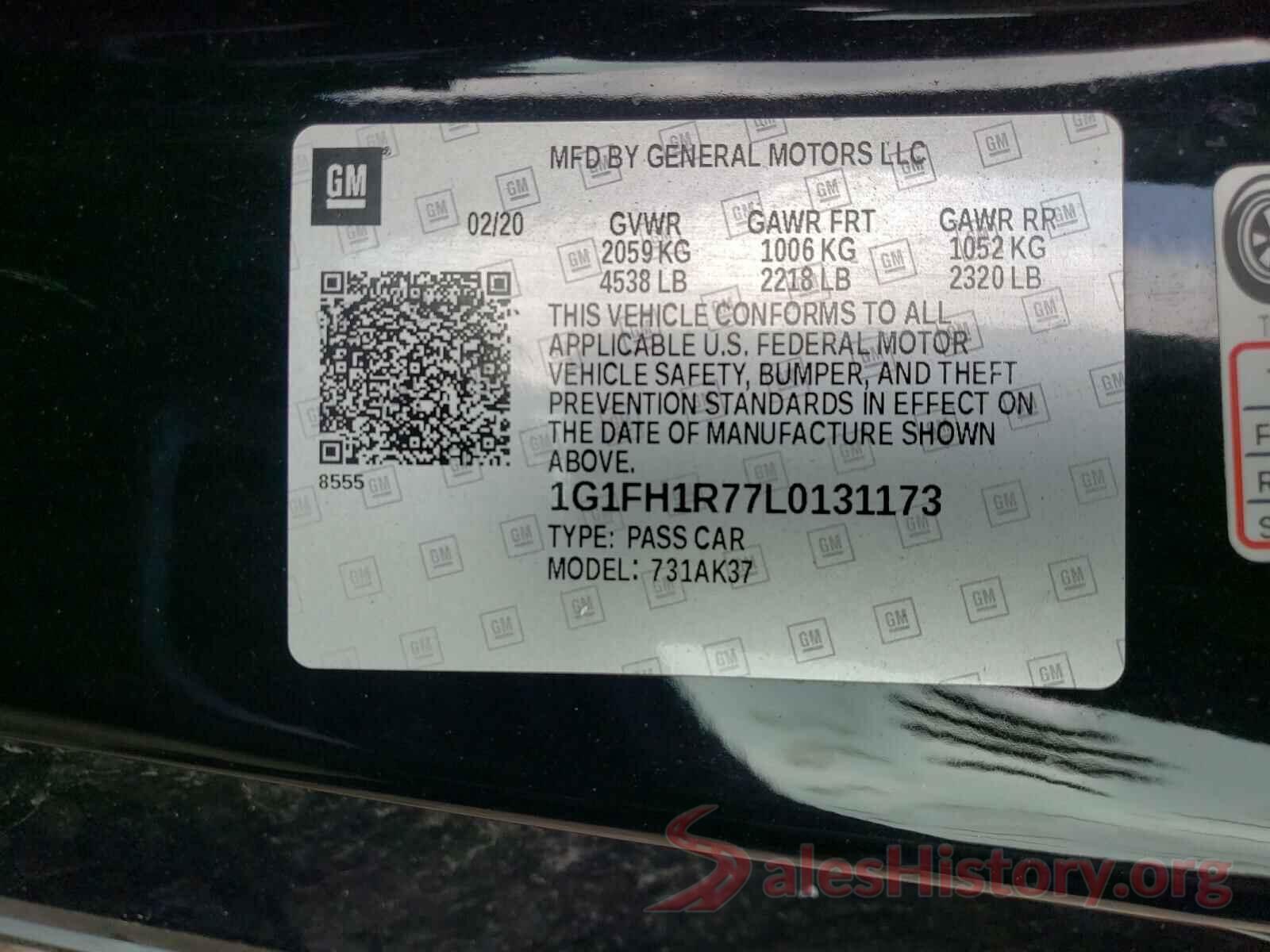 1G1FH1R77L0131173 2020 CHEVROLET CAMARO