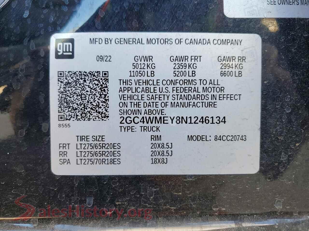 2022 CHEVROLET SILVERADO VIN 2GC4WMEY8N1246134, wheel and tire