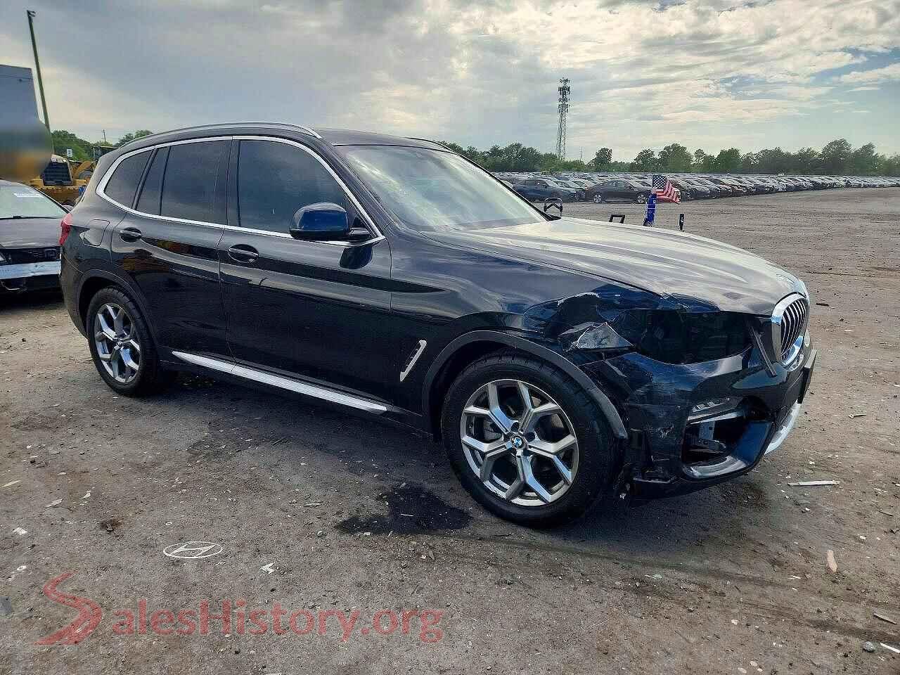 2020 BMW X3 VIN 5UXTY3C02L9C41336, rear 3/4 view