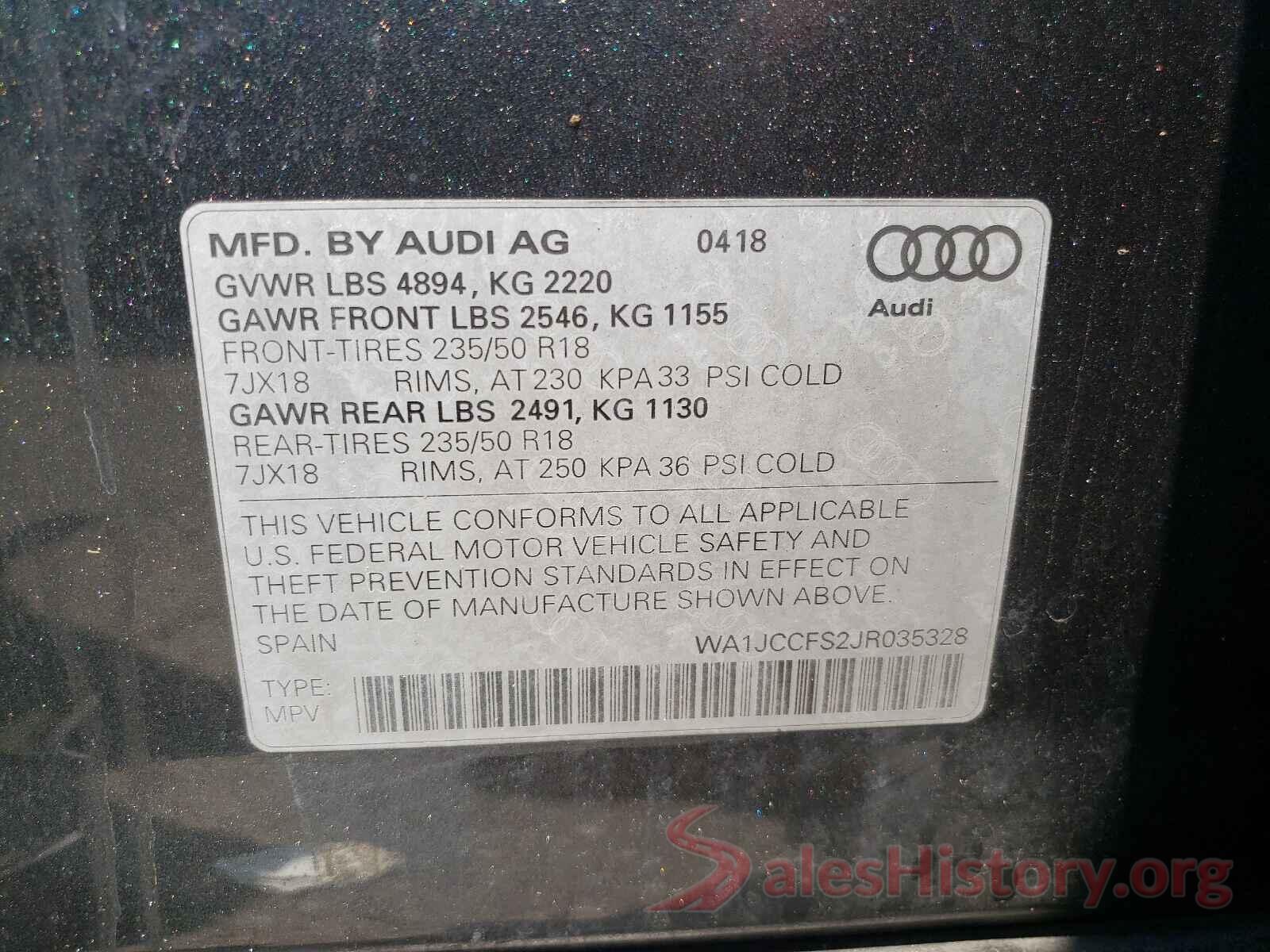 WA1JCCFS2JR035328 2018 AUDI Q3