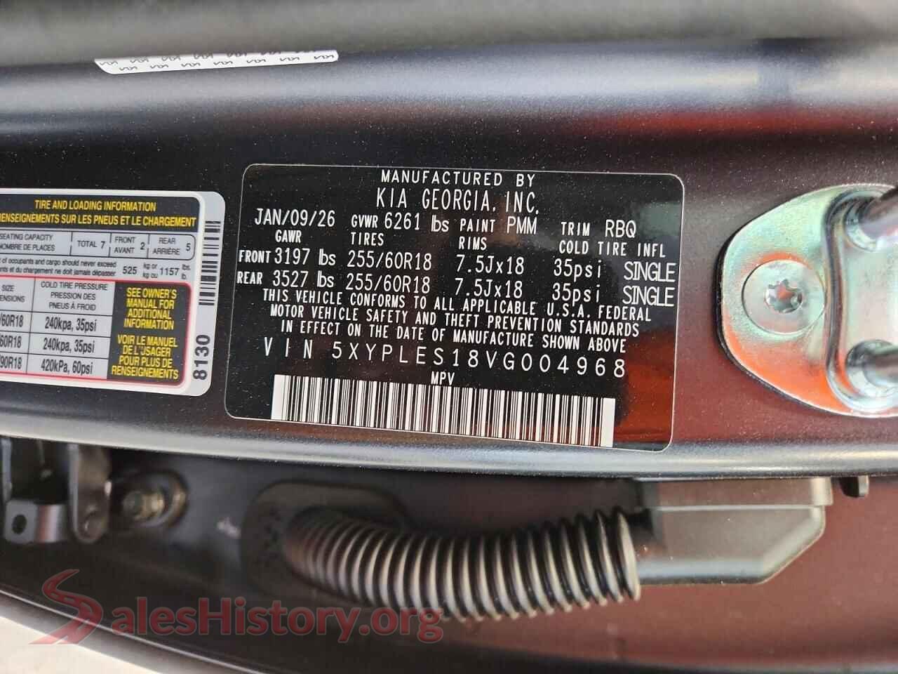 2027 KIA TELLURIDE VIN 5XYPLES18VG004968, trunk area
