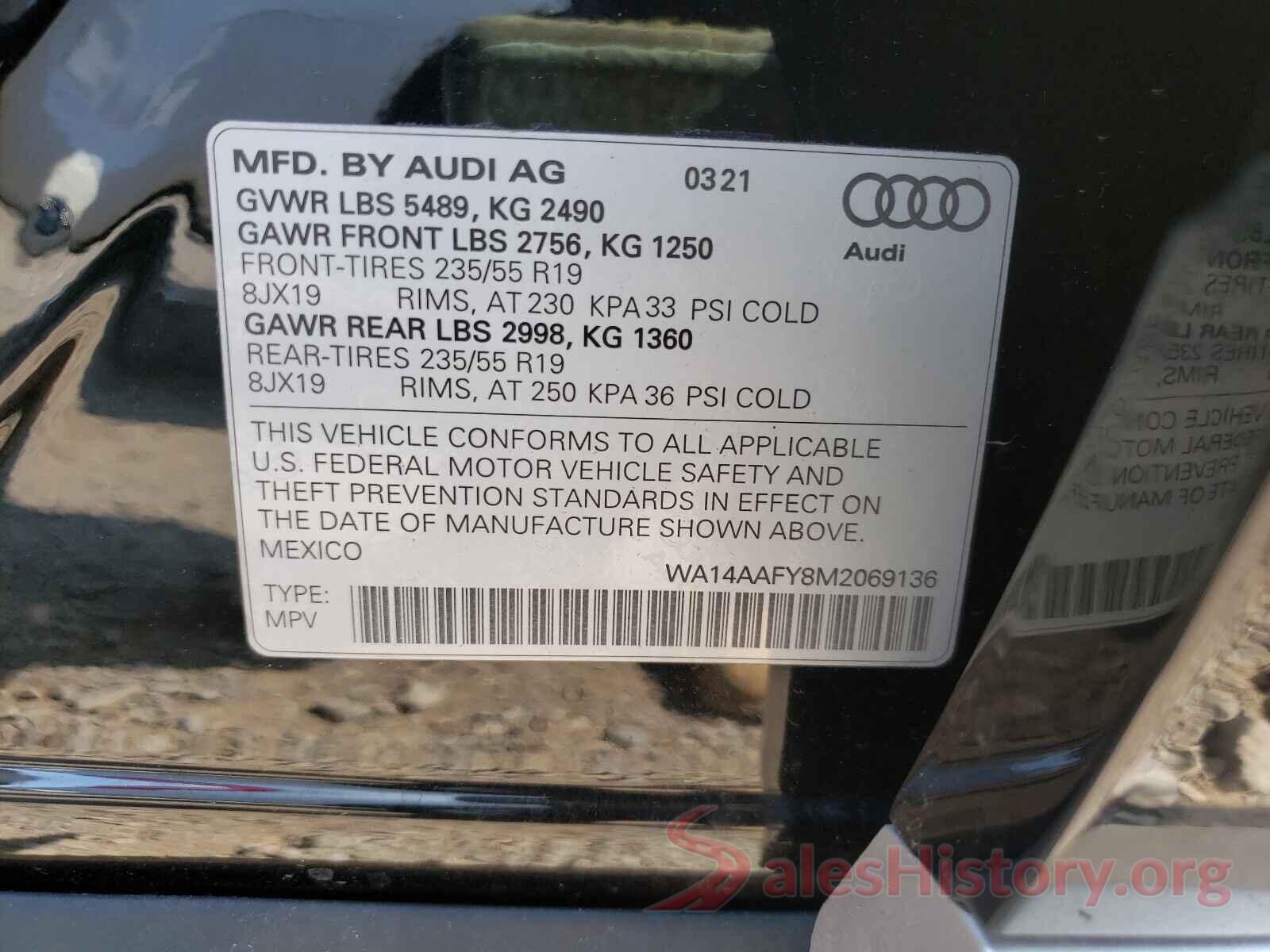 WA14AAFY8M2069136 2021 AUDI Q5