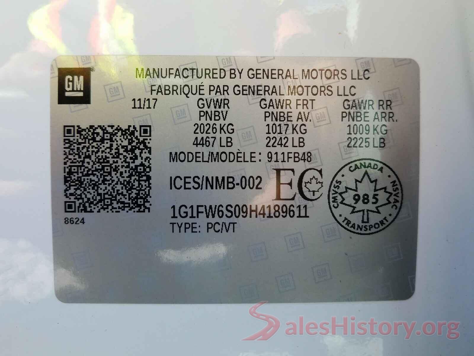 1G1FW6S09H4189611 2017 CHEVROLET BOLT