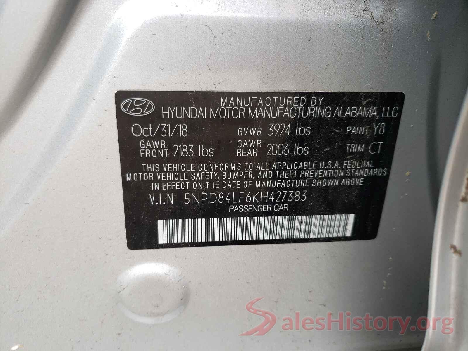 5NPD84LF6KH427383 2019 HYUNDAI ELANTRA