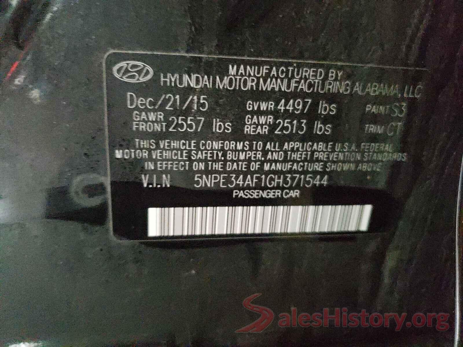 5NPE34AF1GH371544 2016 HYUNDAI SONATA