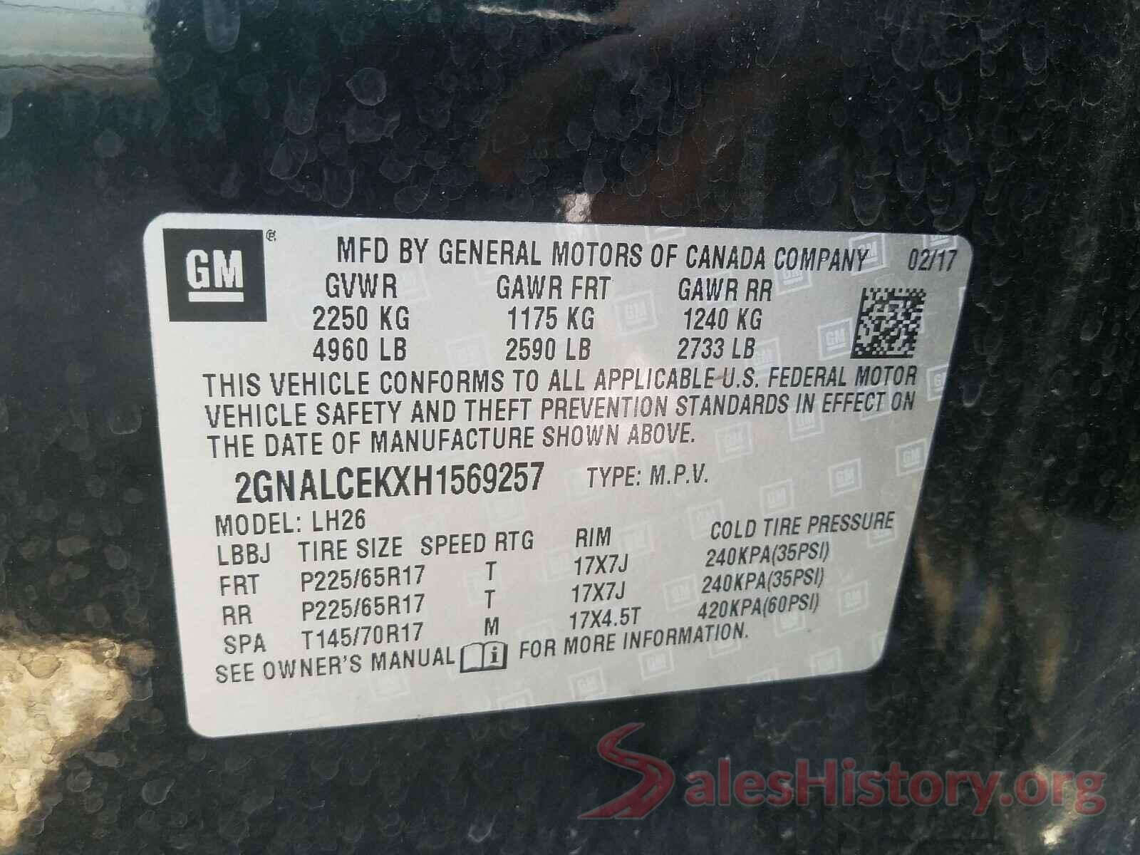 2GNALCEKXH1569257 2017 CHEVROLET EQUINOX