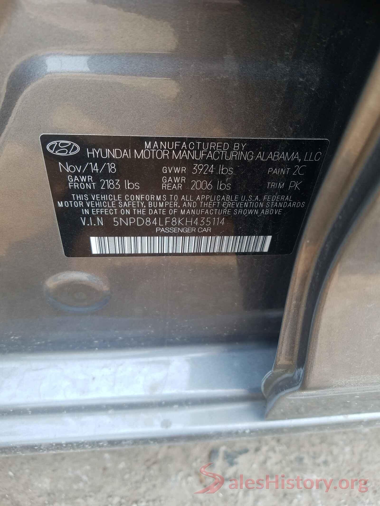 5NPD84LF8KH435114 2019 HYUNDAI ELANTRA