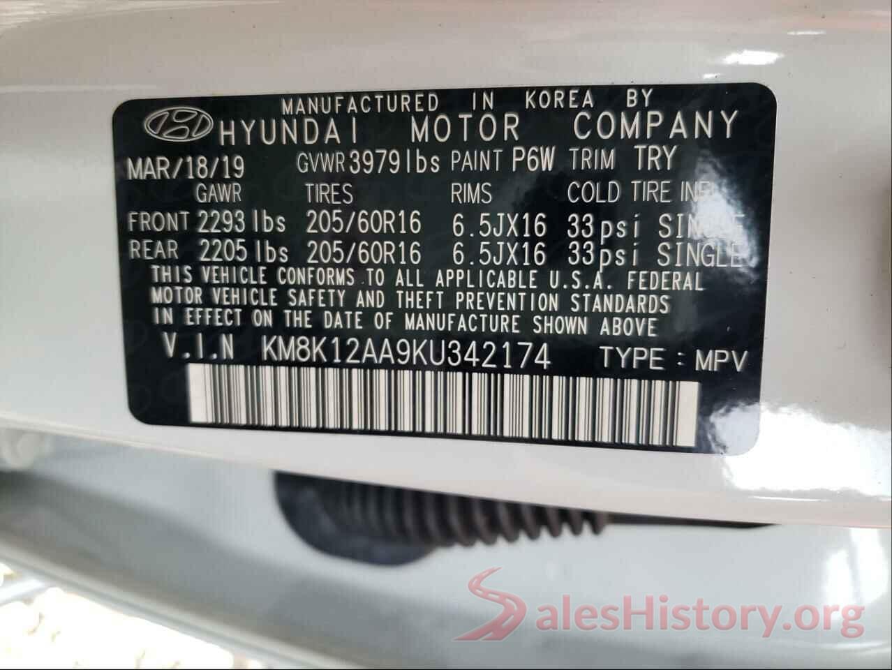 KM8K12AA9KU342174 2019 HYUNDAI KONA