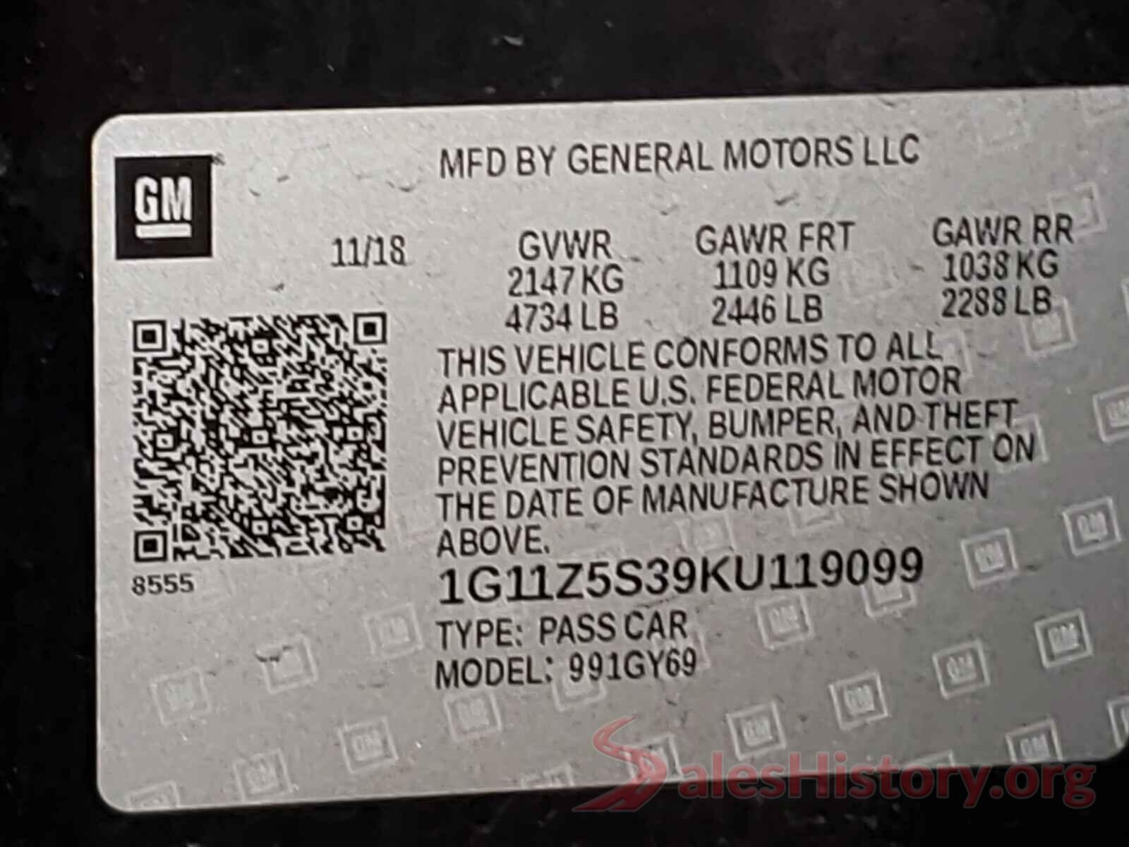 1G11Z5S39KU119099 2019 CHEVROLET IMPALA