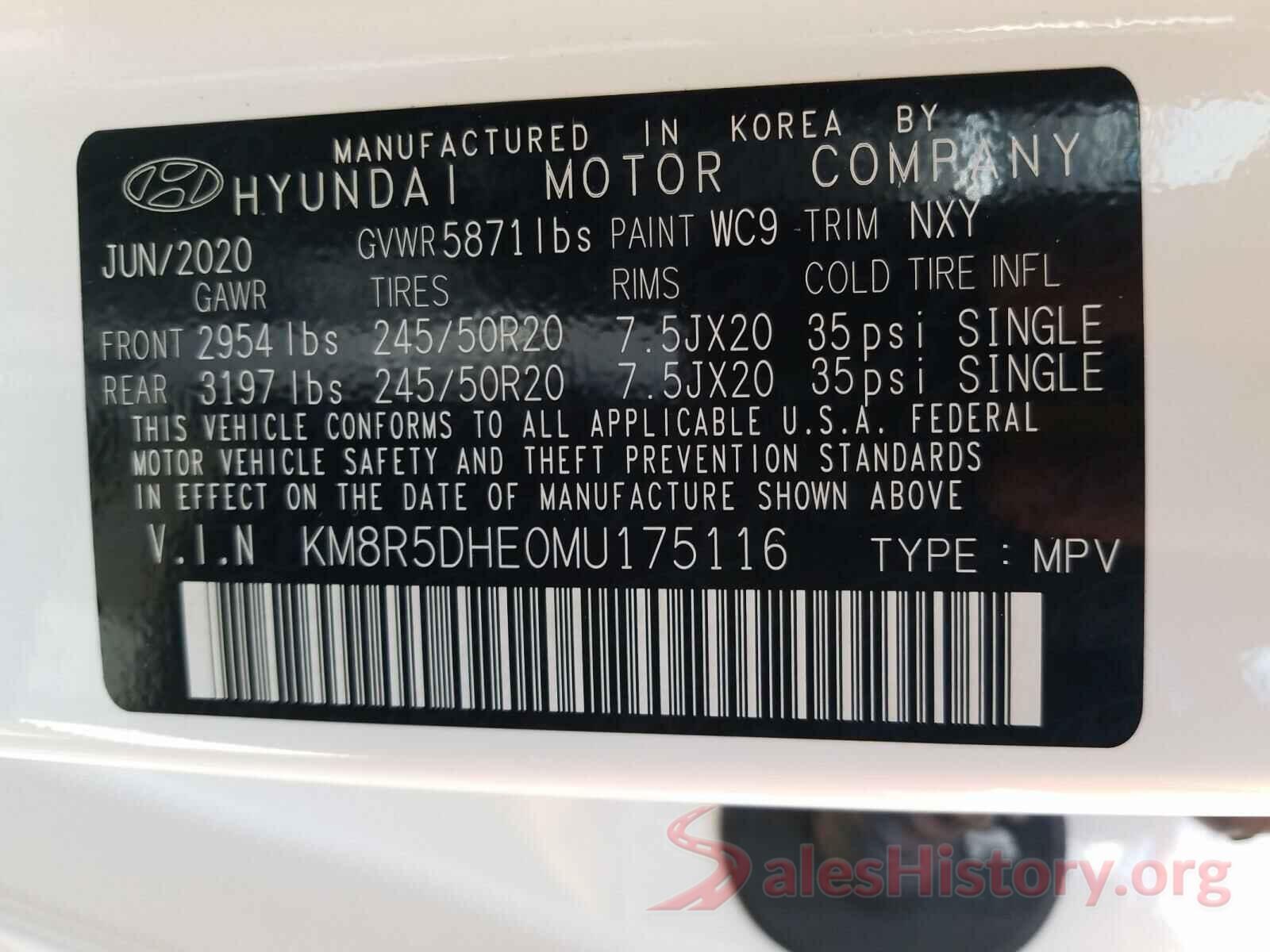 KM8R5DHE0MU175116 2021 HYUNDAI PALISADE