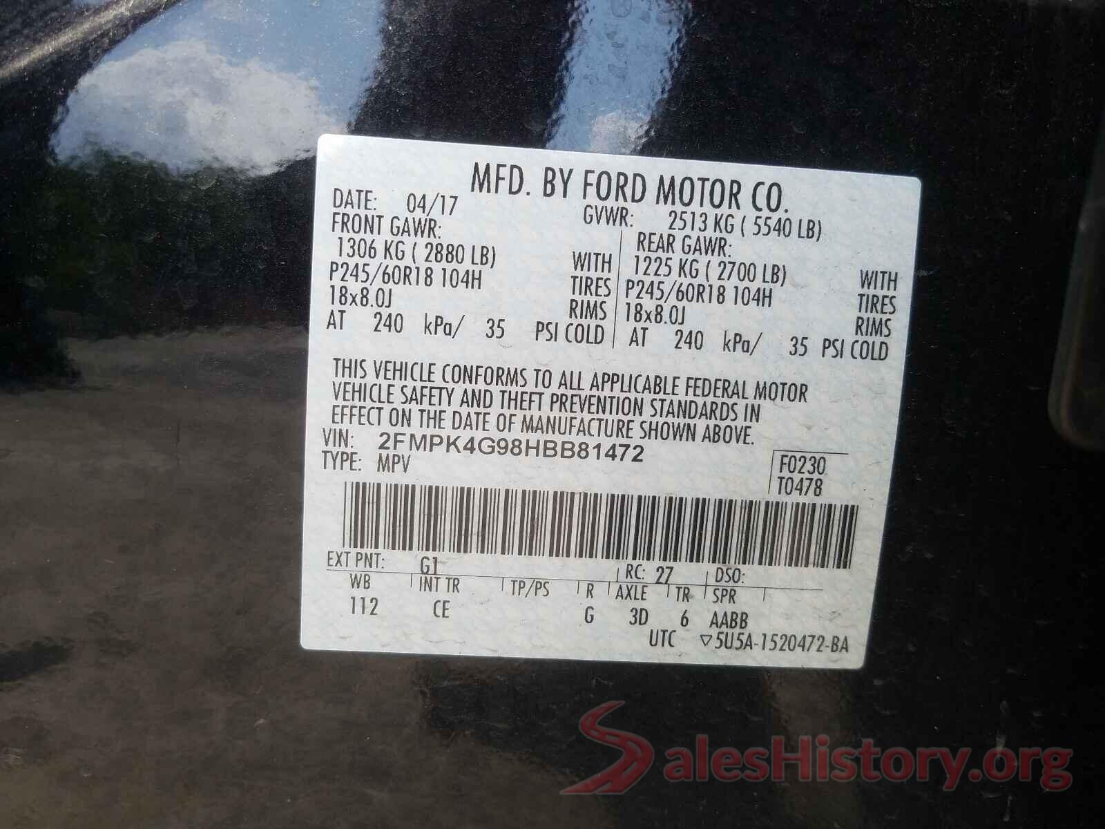 2FMPK4G98HBB81472 2017 FORD EDGE