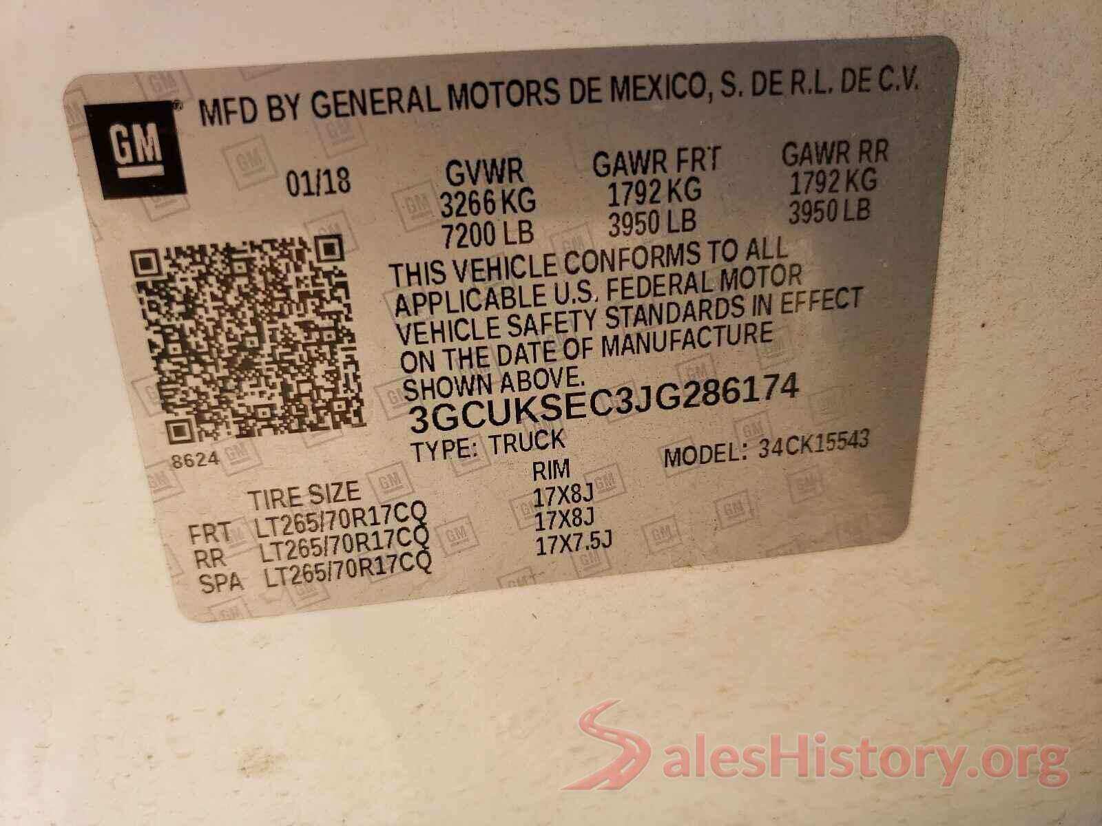 3GCUKSEC3JG286174 2018 CHEVROLET SILVERADO