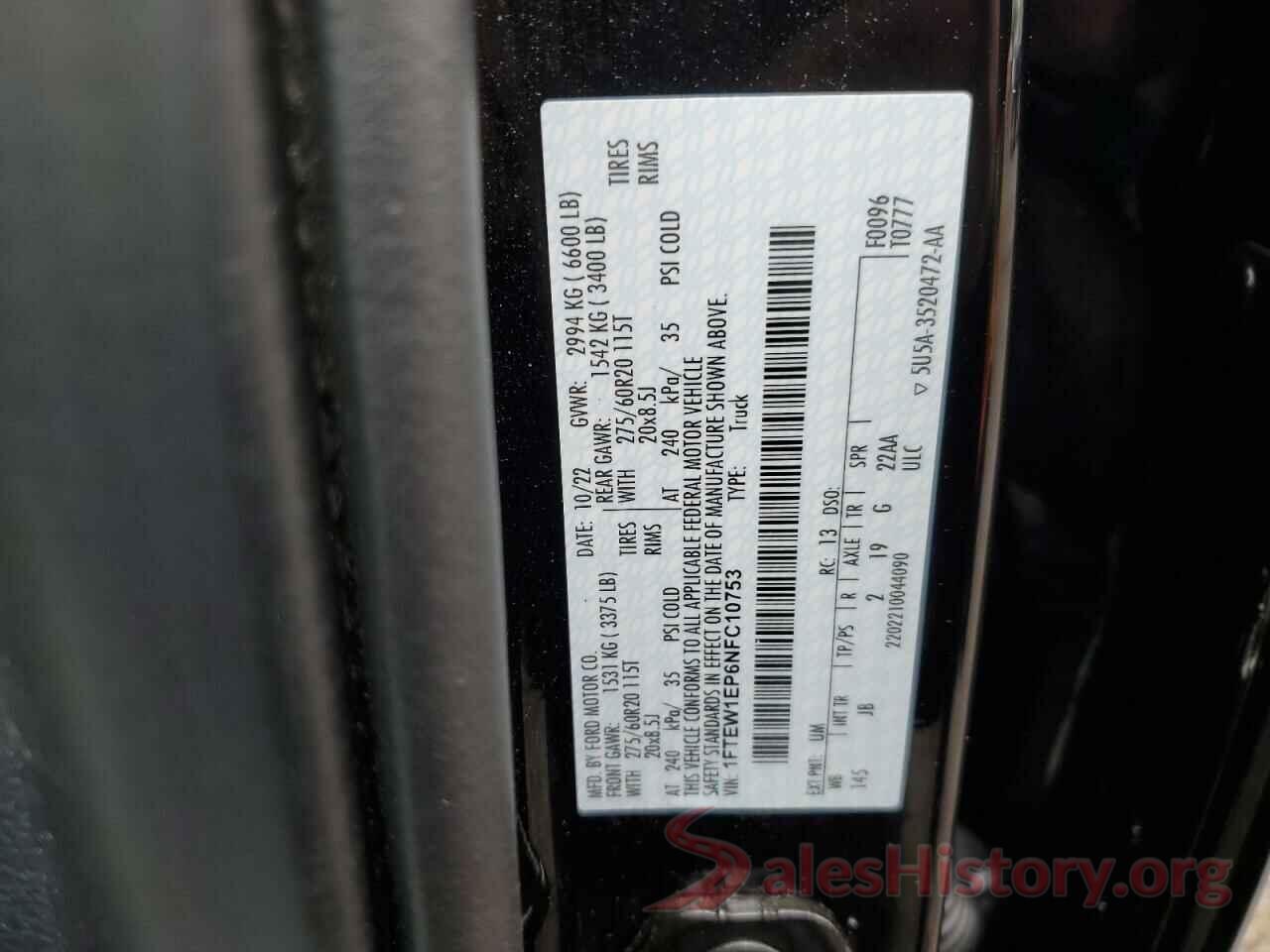 1FTEW1EP6NFC10753 2022 FORD F-150