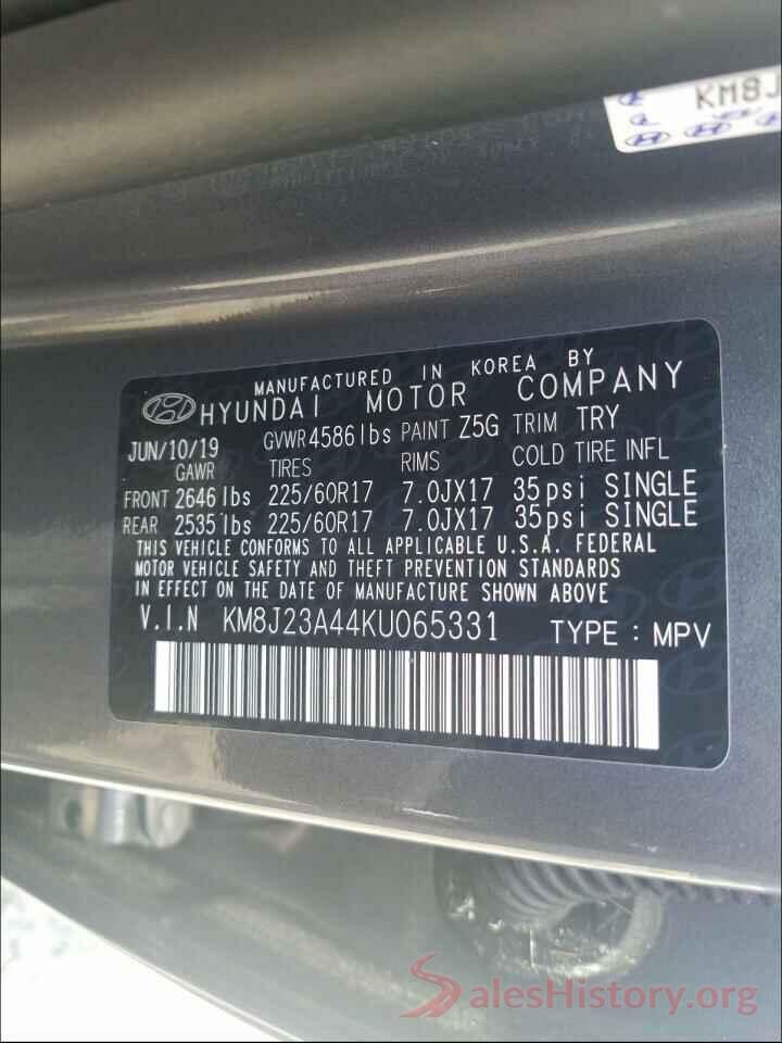 KM8J23A44KU065331 2019 HYUNDAI TUCSON